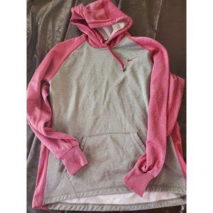 Nike Womans Therma Fit Hoodie Size XL Pink Grey Front Pocket